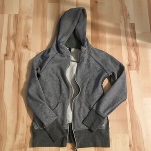 Gray and White Striped Sweatshirt